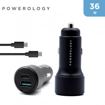 صورة Powerology Aluminum Ultra-Quick 36W Car Charger PD + QC3.0