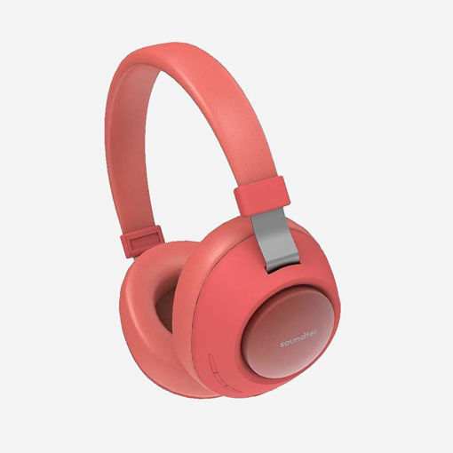 Picture of Soundtec Deep Sound Pure Bass Wireless Over-Ear Headphones By Porodo, Portable Bluetooth Headphones, Noise Cancelling 300mAh (Red