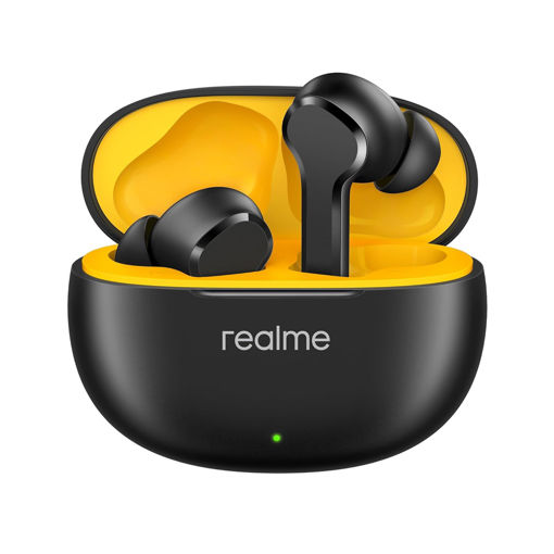 Picture of realme Buds T110 with Ai Enc for Calls, Upto 38 Hours of Playback and Fast Charging Bluetooth in Ear Headset (Punk Black, True Wireless)